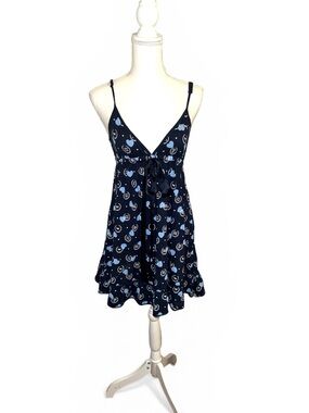 PINK Victoria's Secret Navy/Light Blue, satin bow, ruffle, heart dog 🩵 Print y2k